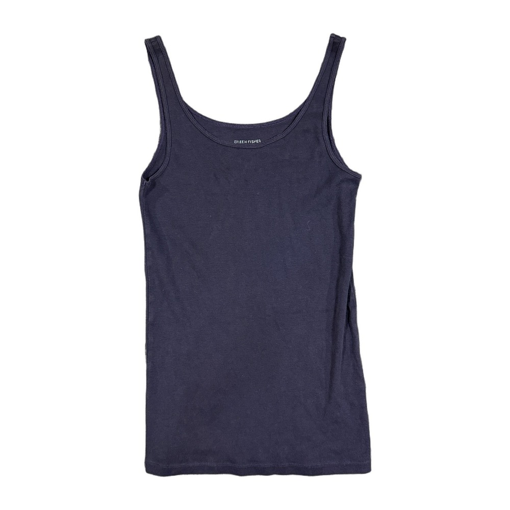 Eileen Fisher Womens Small Navy Blue Scoop Neck Tank Top Cami Stretch Basic